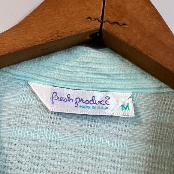Fresh Produce Linen Blend Top Blouse Green Long Sleeves Button Up Medium - Picture 4 of 5